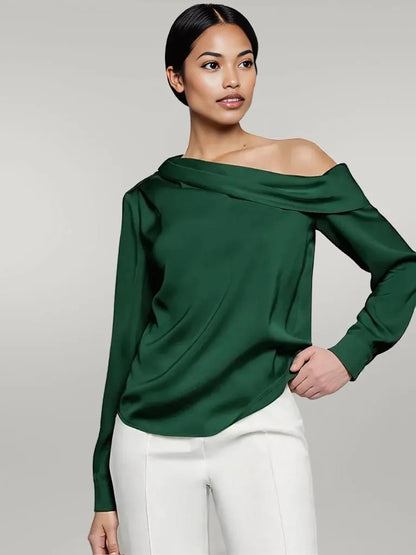 Ruched One Shoulder Long Sleeve Top