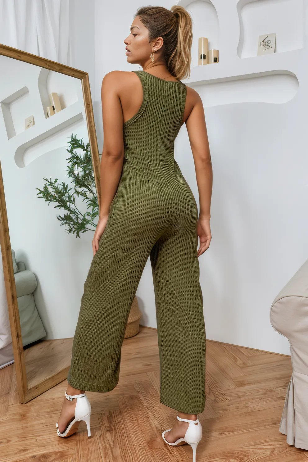 Sleeveless Straight Leg Jumpsuit