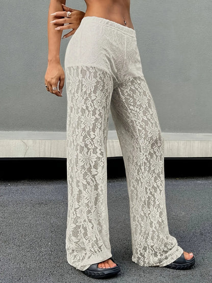 Lace Sheer Wide Leg Pants