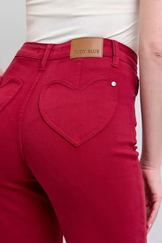 Judy Blue Full Size High Waist Heart Shaped Back Pockets 90's Straight Jeans
