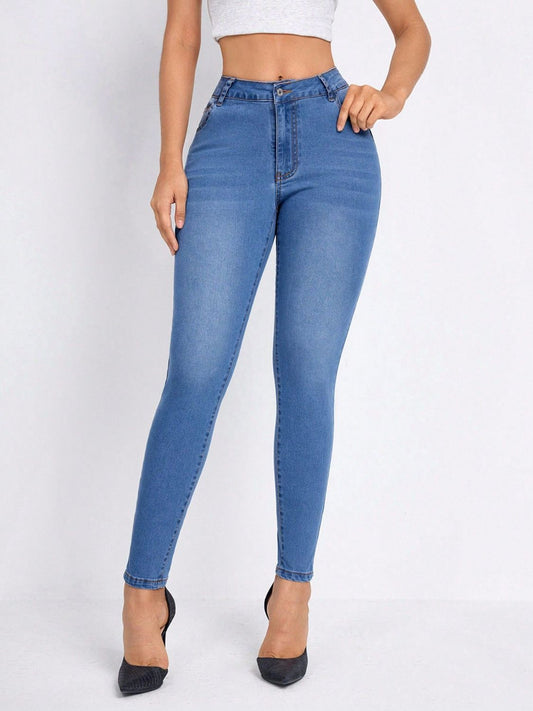 High Rise Skinny Jeans with Pockets Medium