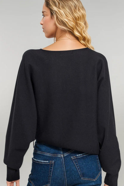 Zenana Asymmetric Hem Long Sleeve Sweater