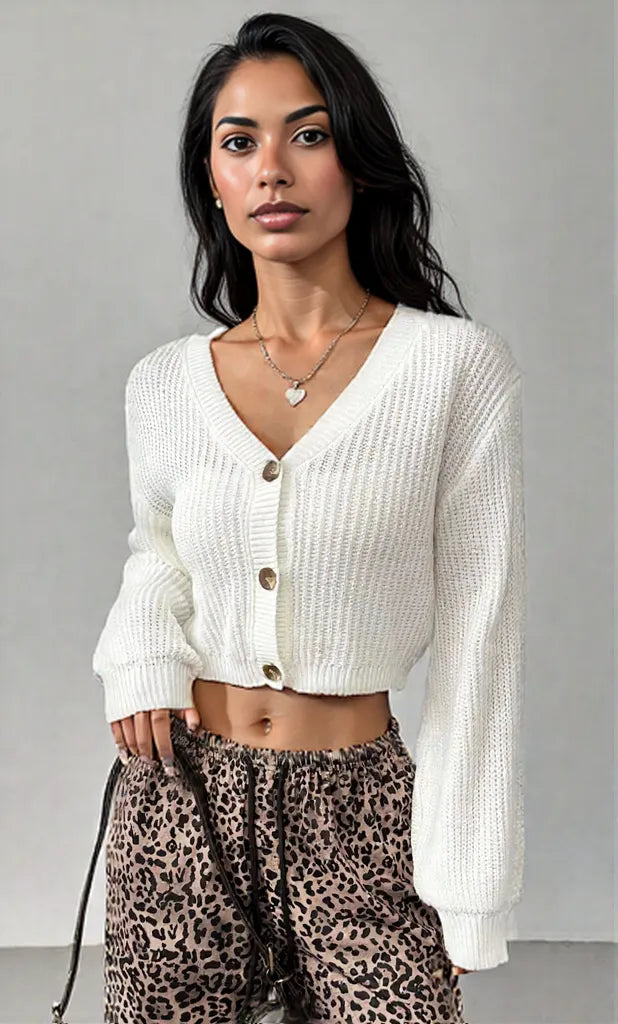 Button-Up Cropped Cardigan