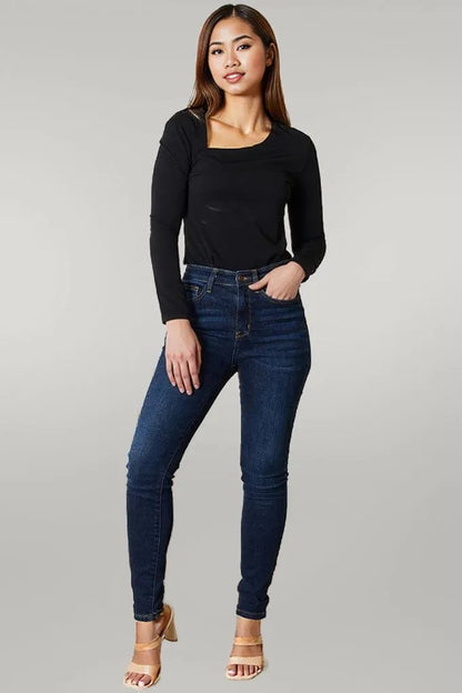 Basic Bae Asymmetrical Neck Long Sleeve Top