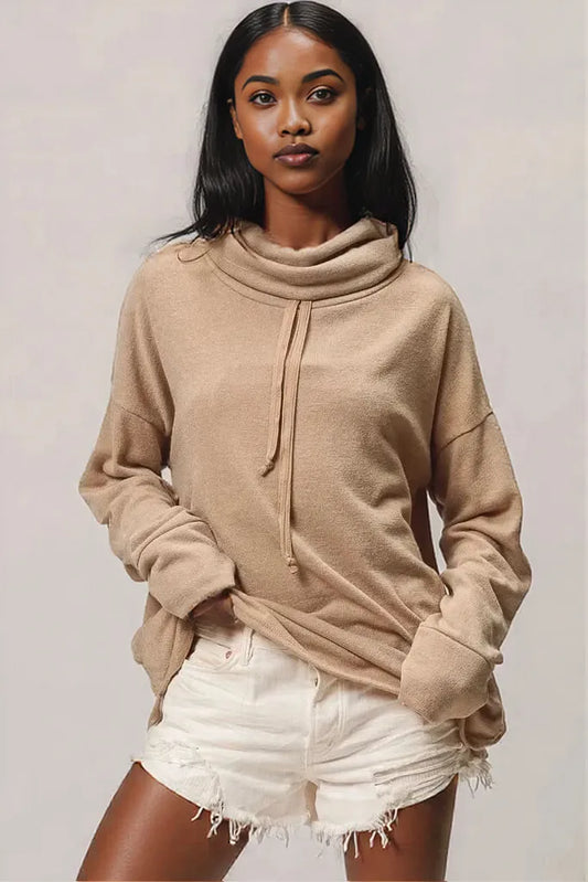 BiBi Solid Side Pocket Thumb Top TAUPE
