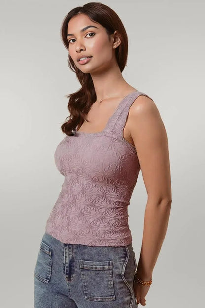 SO ME Floral Jacquard Seamless Tank Top