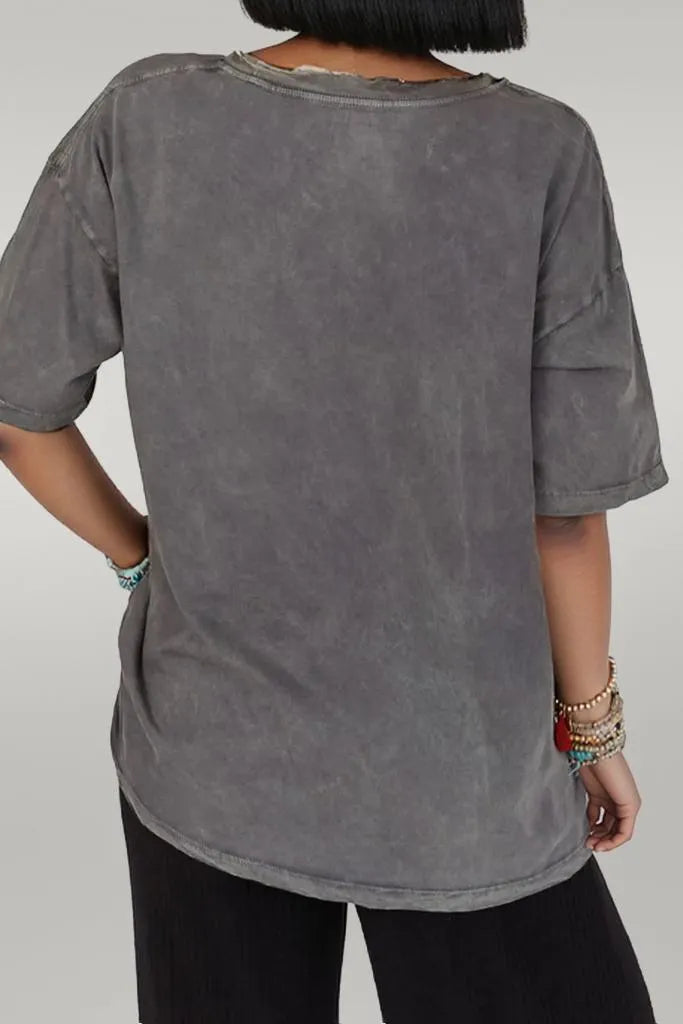 Kindness Butterflies Graphic Mineral Wash Loose Tee