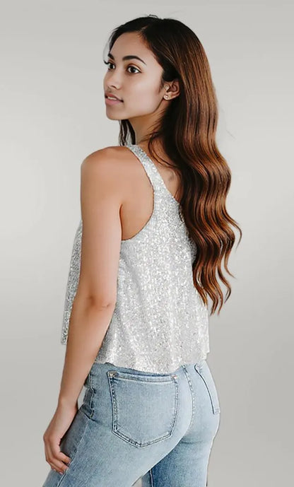 Sequin Scoop Neck Tank