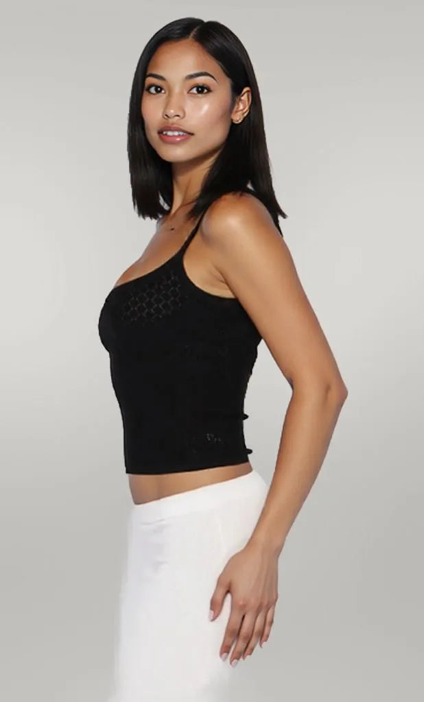 Lace Square Neck Cami Black