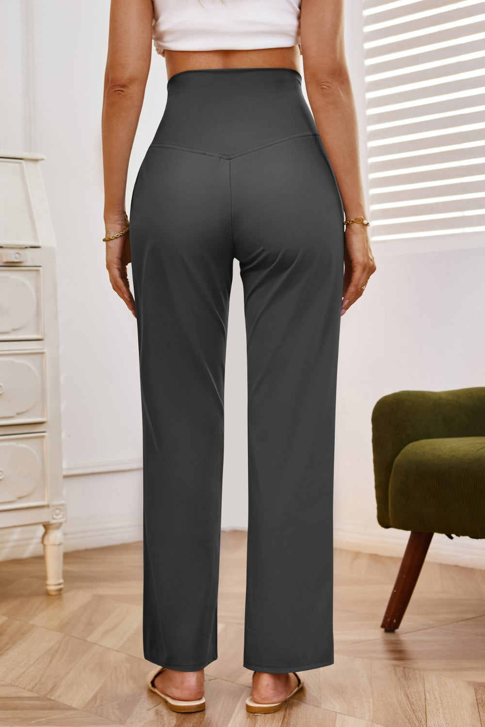 High Waist Wide Leg Pants with Pockets