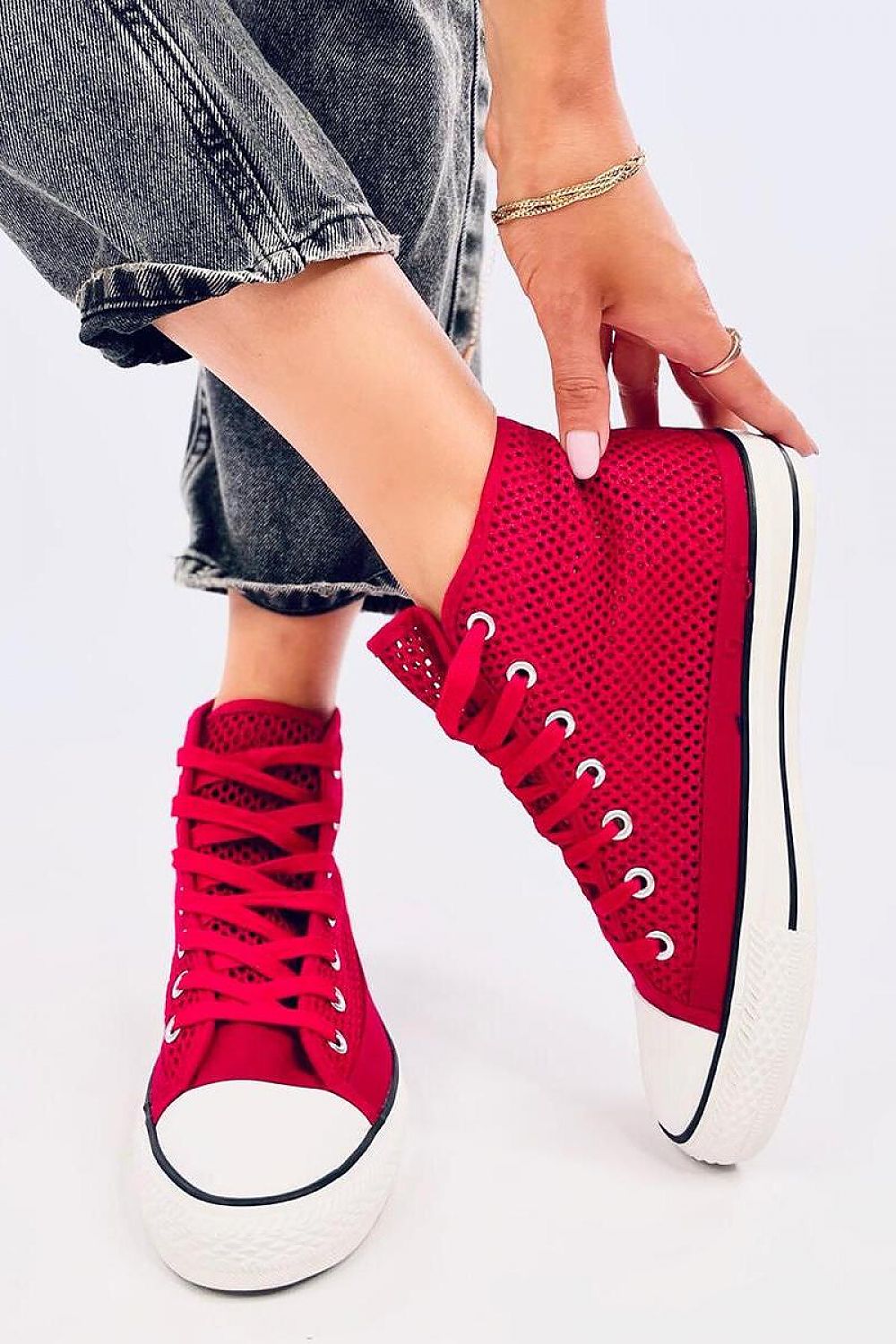 Inello Women's lace-up high-top sneakers (Red) red