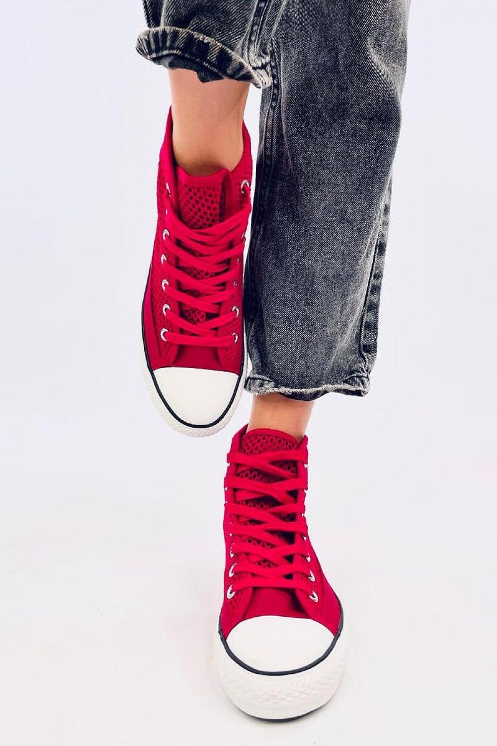 Inello Women's lace-up high-top sneakers (Red)