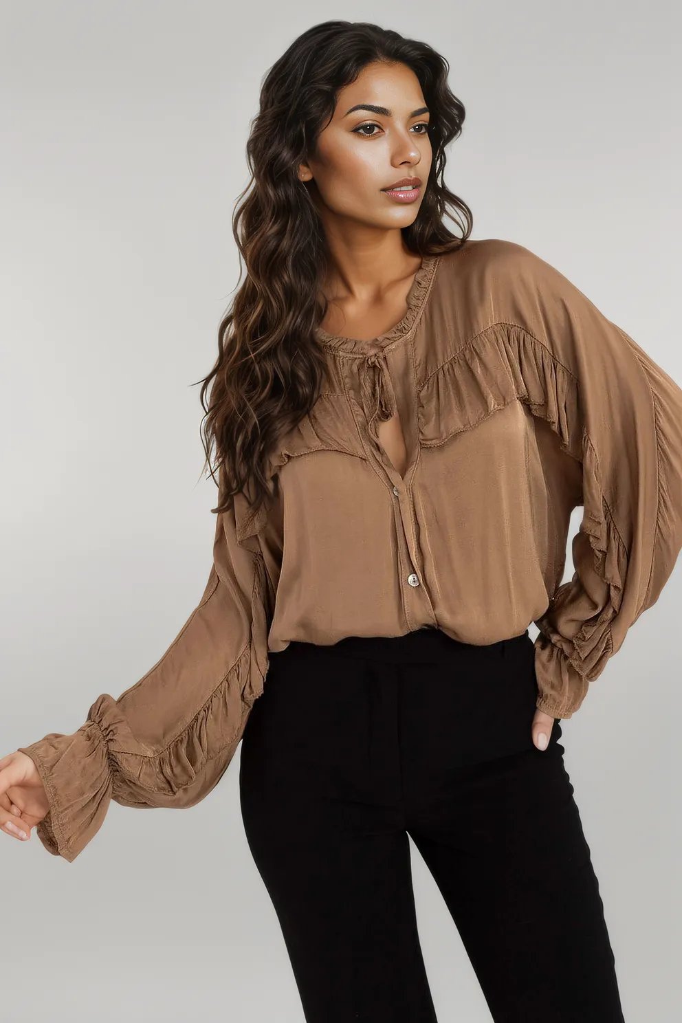 Och Bella Long sleeve shirt brown EU one-size-fits-all | US one-size