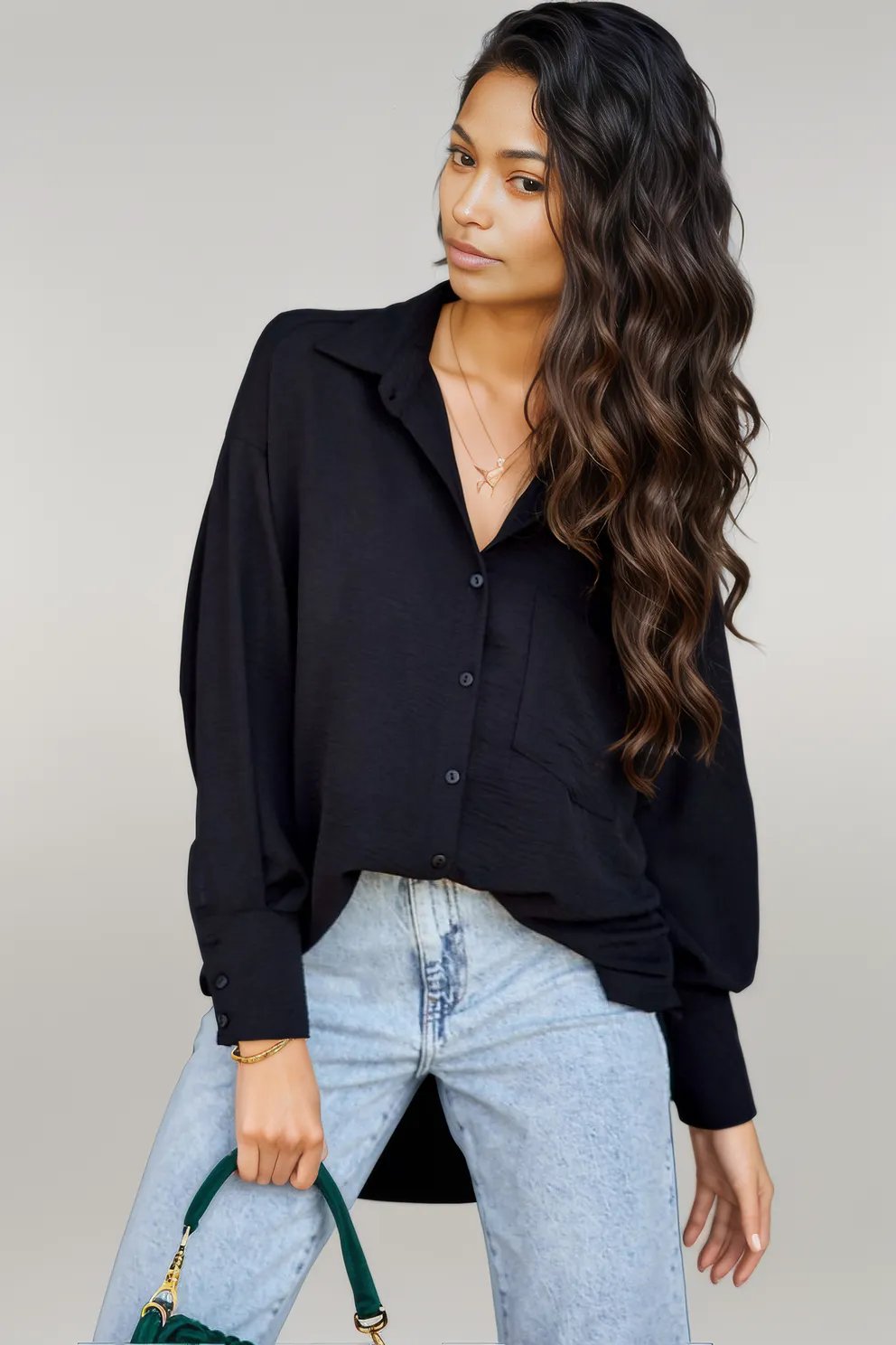 asymmetrical oversize cut Long sleeve shirt