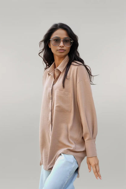 asymmetrical oversize cut Long sleeve shirt