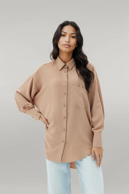 asymmetrical oversize cut Long sleeve shirt