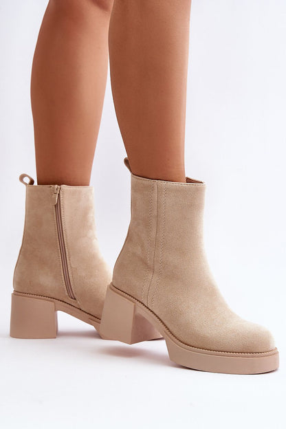 Eco Suede Heel boots beige 2