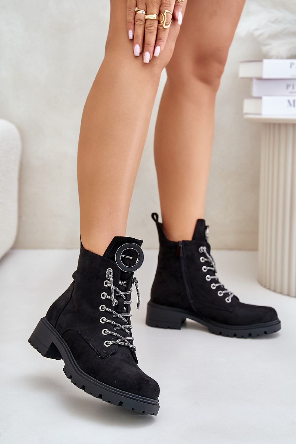 Step in style eco-suede boots black