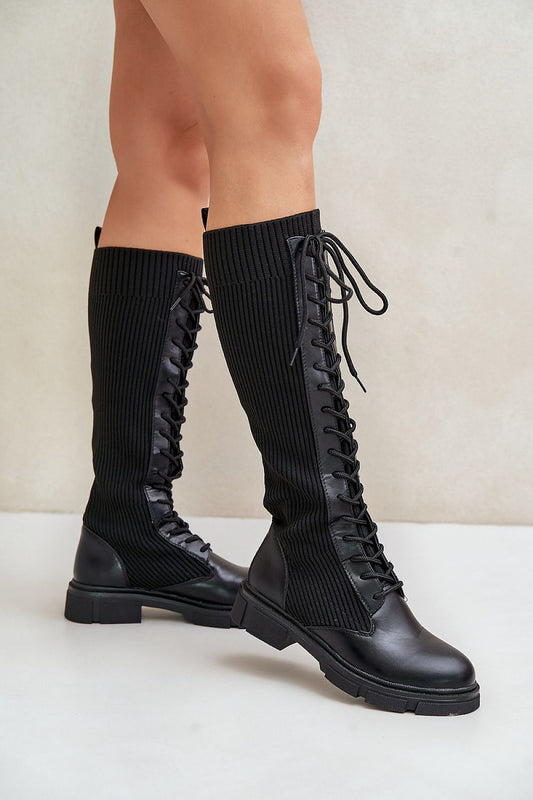 Step in style Combination Thigh-Hight Boots black