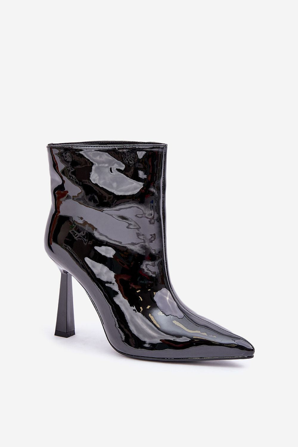 Step in style high-heeled patent ankle boots