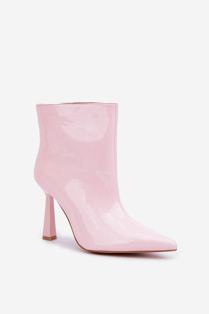 Step in style high-heeled patent ankle boots