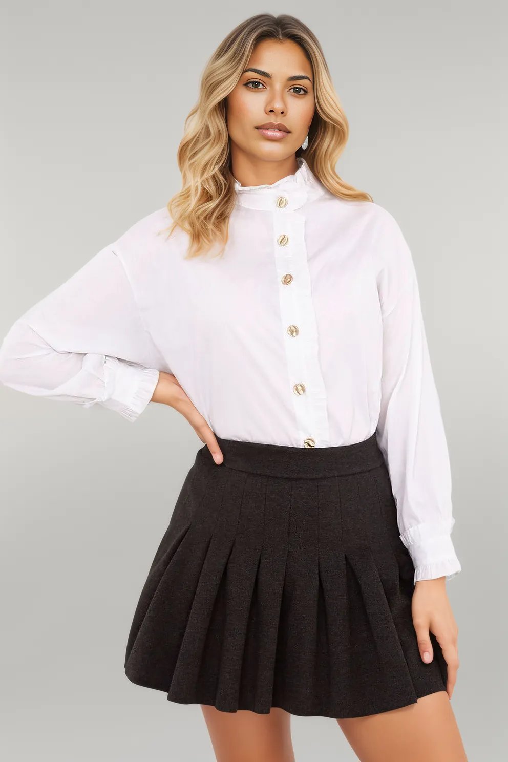 Elegant Long sleeve shirt white EU one-size-fits-all | US one-size