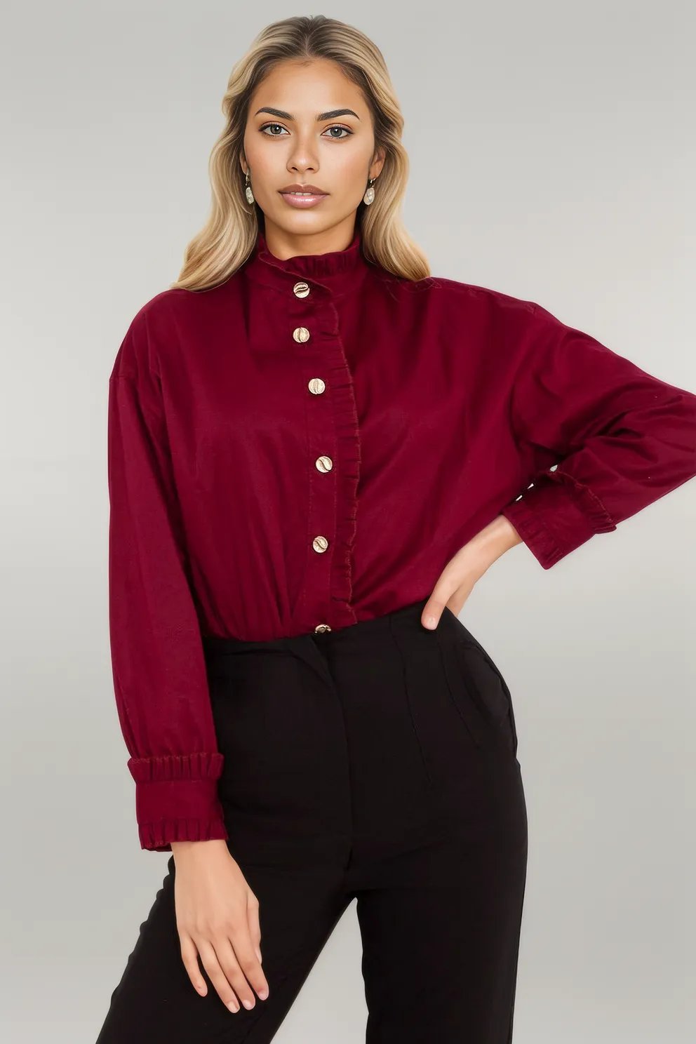 Elegant Long sleeve shirt red EU one-size-fits-all | US one-size