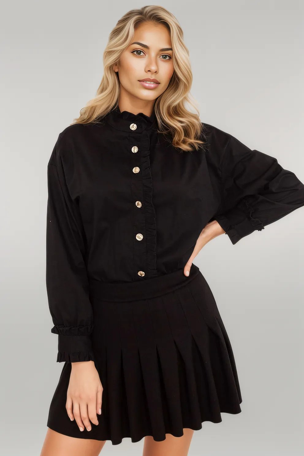 Elegant Long sleeve shirt black EU one-size-fits-all | US one-size