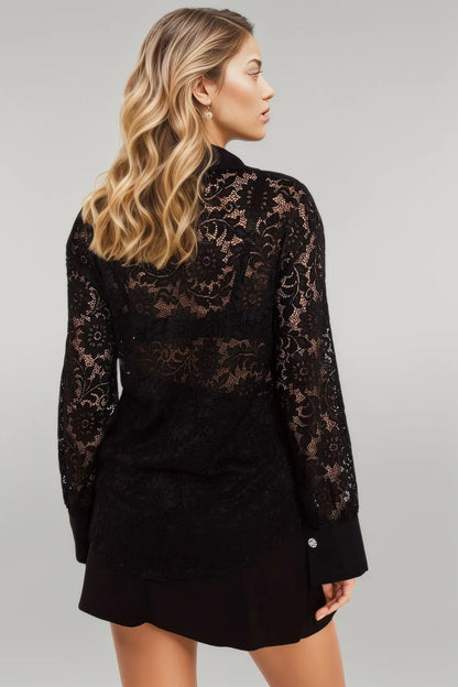 Women's lace shirt Long sleeve shirt