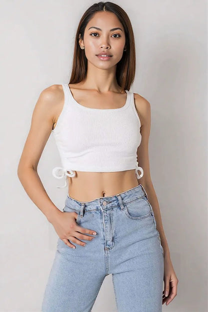 Rue Paris Crop top with straps white