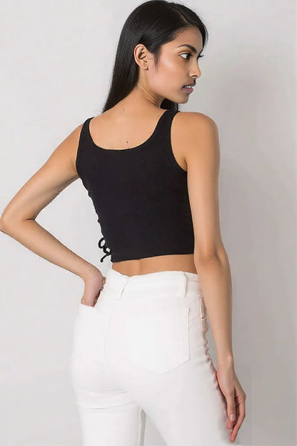 Rue Paris Black Crop top with straps
