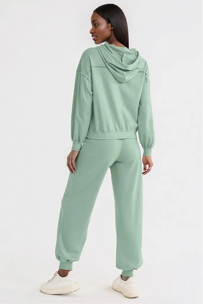 Cutout Drawstring Hoodie and Joggers Active Set