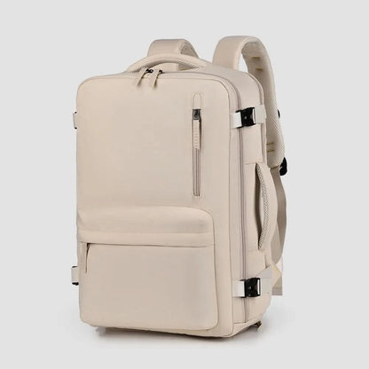 Oxford Cloth Side Pockets Backpack Bag with Handles Beige One Size