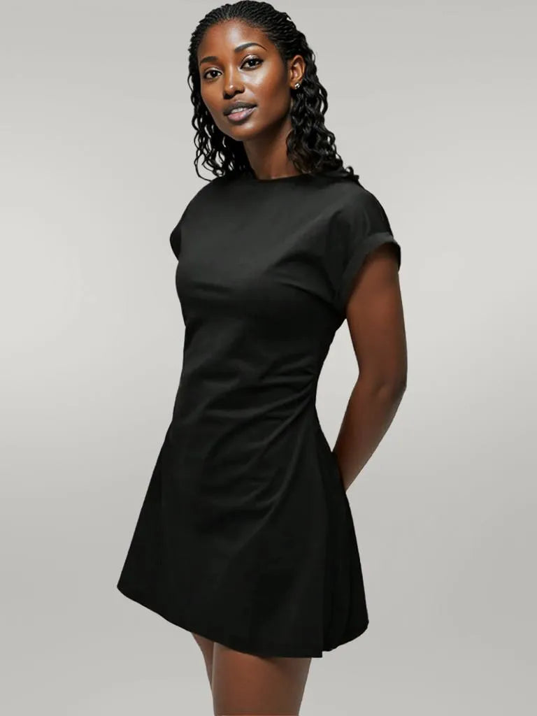 Round Neck Short Sleeve Mini Tee Dress