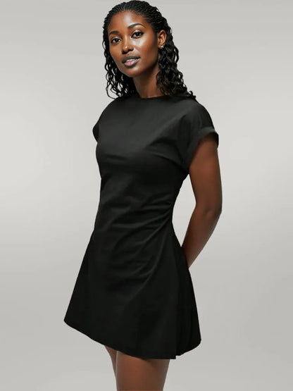 Round Neck Short Sleeve Mini Tee Dress
