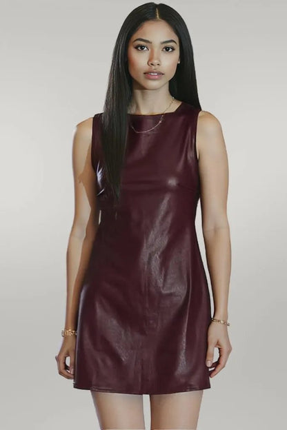 Wild Ginger Vegan Leather Sleeveless Mini Dress
