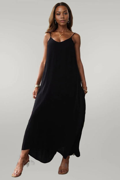 Devine Spaghetti Strap Maxi Dress Black