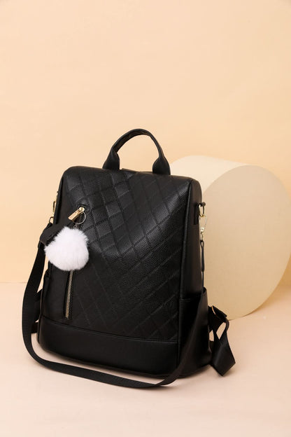 Pom-Pom Zipper Backpack