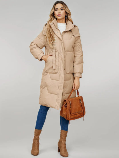 Long Sleeve Longline Hooded Winter Coat