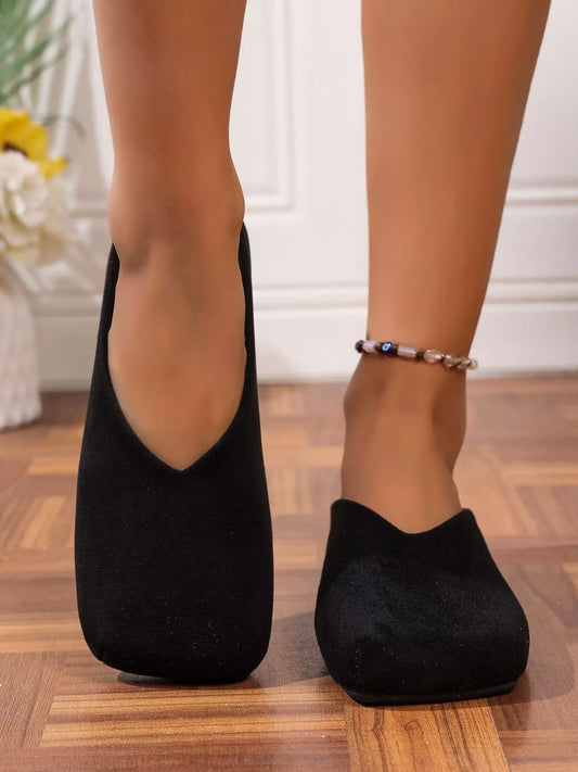 Square Toe Slip-Ons Black
