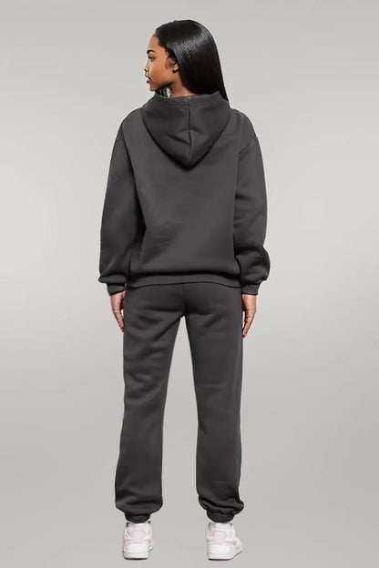 Drop Shoulder Long Sleeve Hoodie and Pants Set