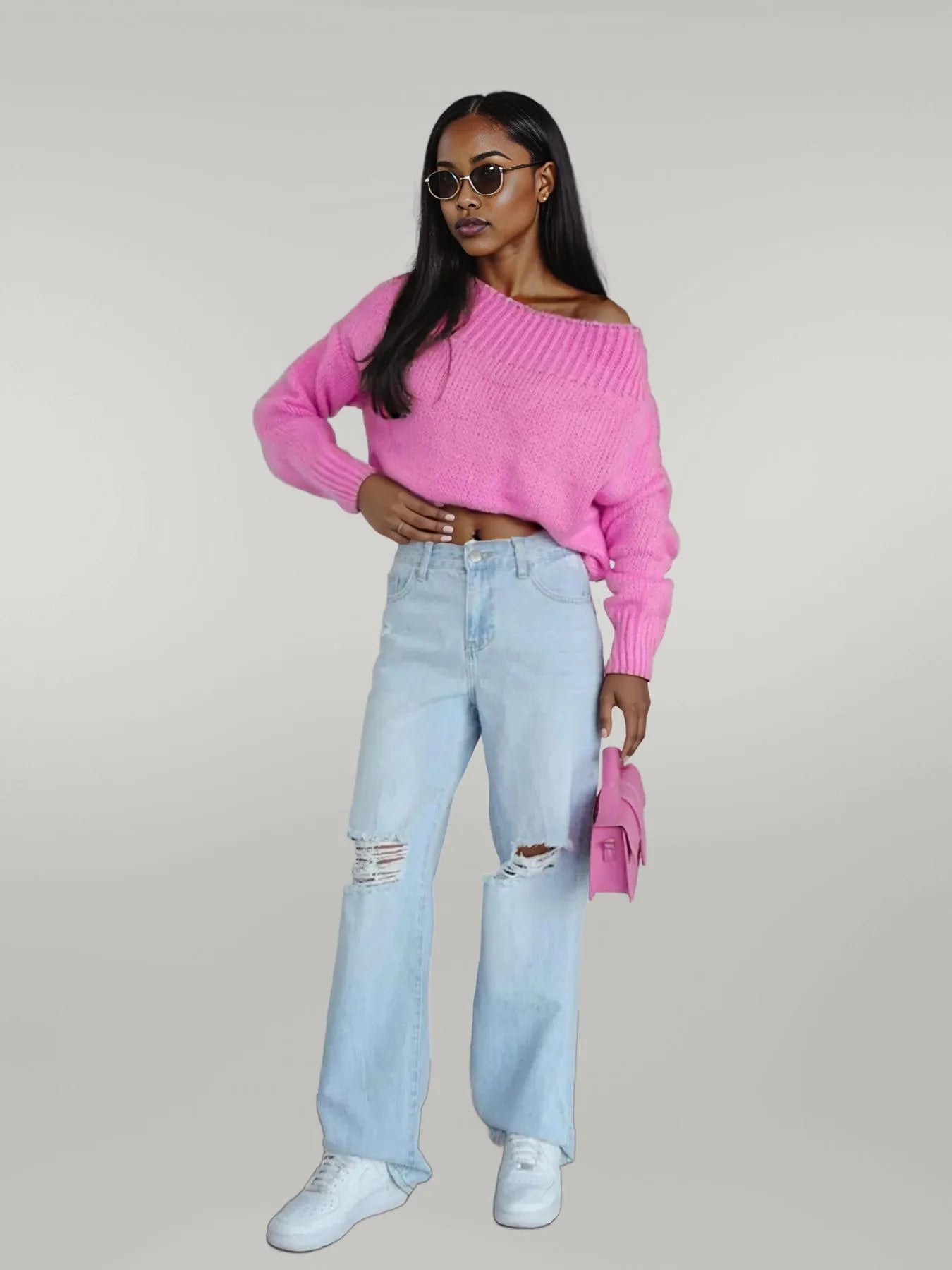 Boat Neck Drop Shoulder Sweater