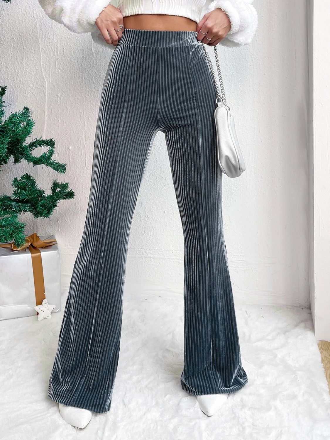 High Waist Flare Pants French Blue