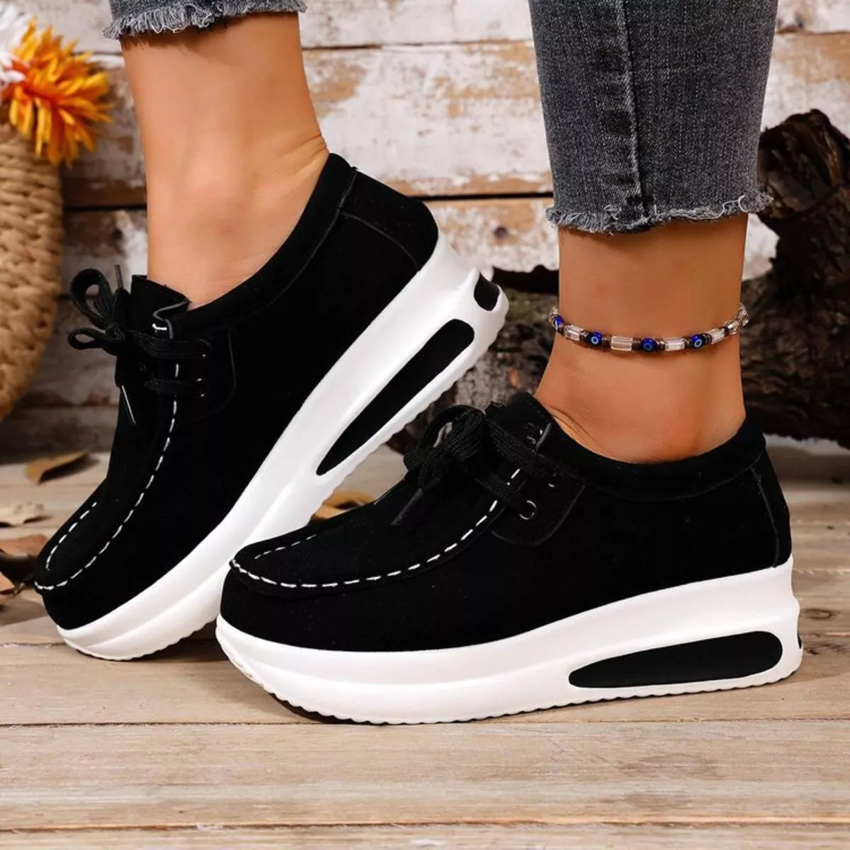 Round Toe Platform Sneakers