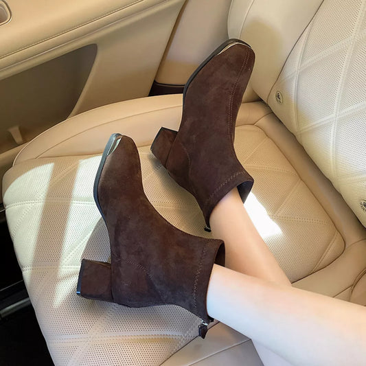 Square Toe Block Heels Boots