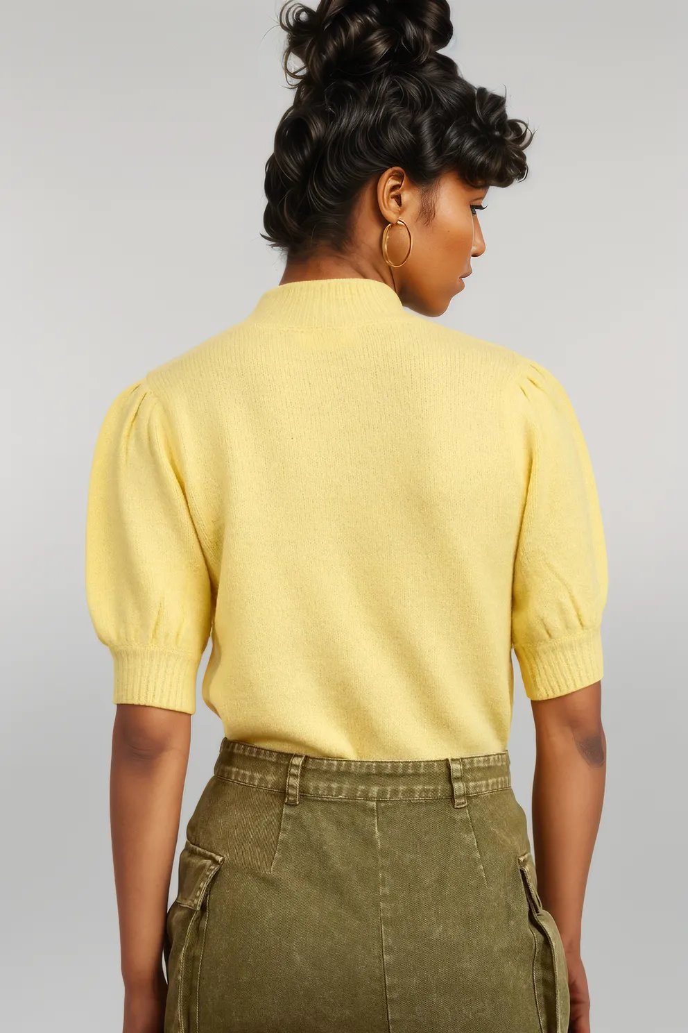 HYFVE Mock Neck Puff Sleeve Sweater