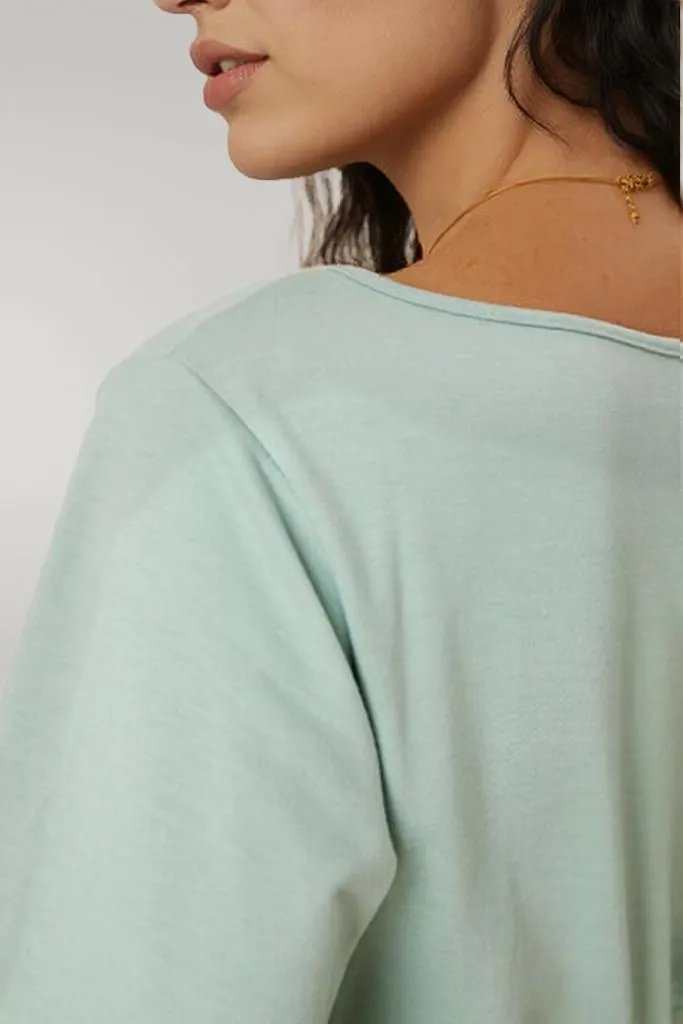 Boat Neck Lantern Sleeve Blouse