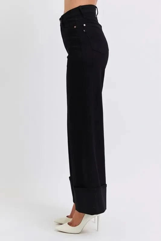 Judy Blue Full Size High Waist Reto Wide Leg W/ Cuff