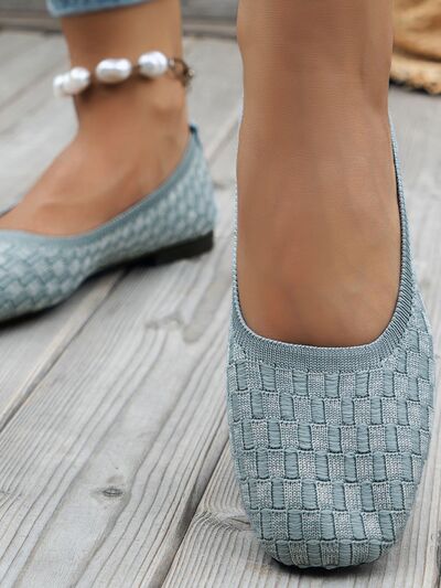 Mesh Round Toe Flat Slip-Ons Pastel Blue