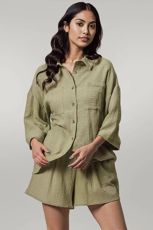 BiBi Crinkle Gauze Shirt and Short Set
